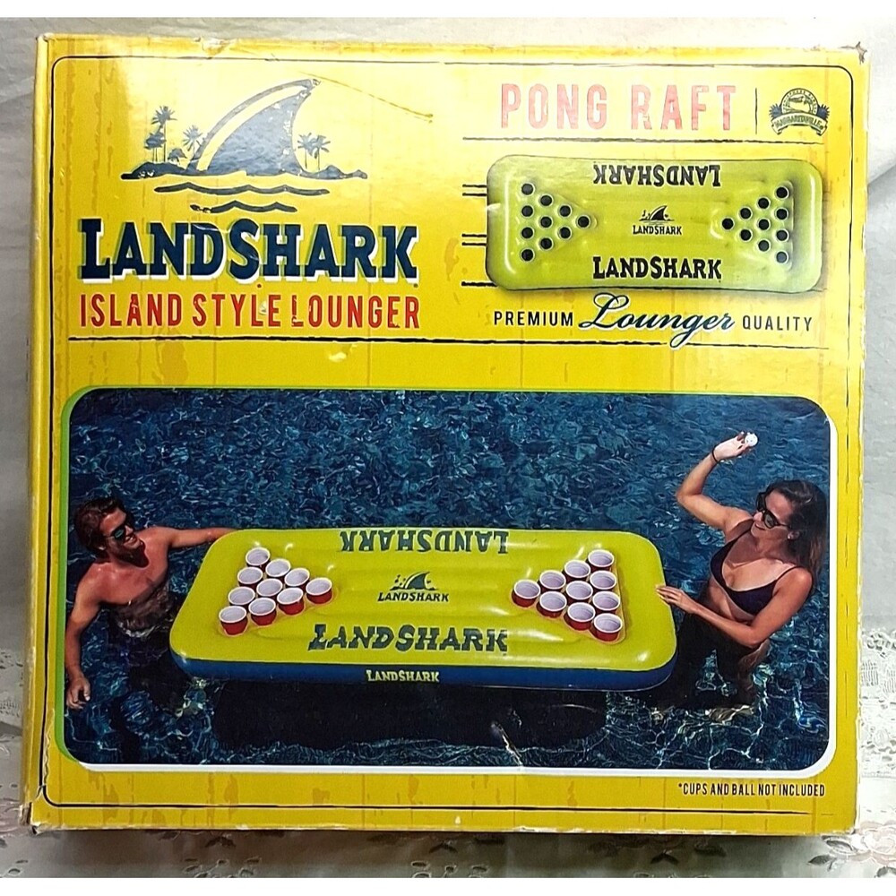 Landshark Pong Raft Inflatable Island Style Lounger Pool Float Summer Beach Pool